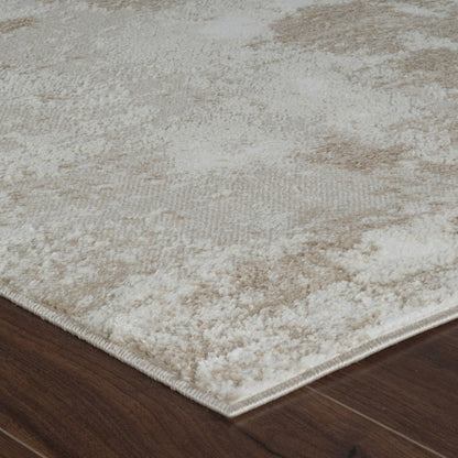 7' X 10' Cream and Beige Abstract Distressed Area Rug