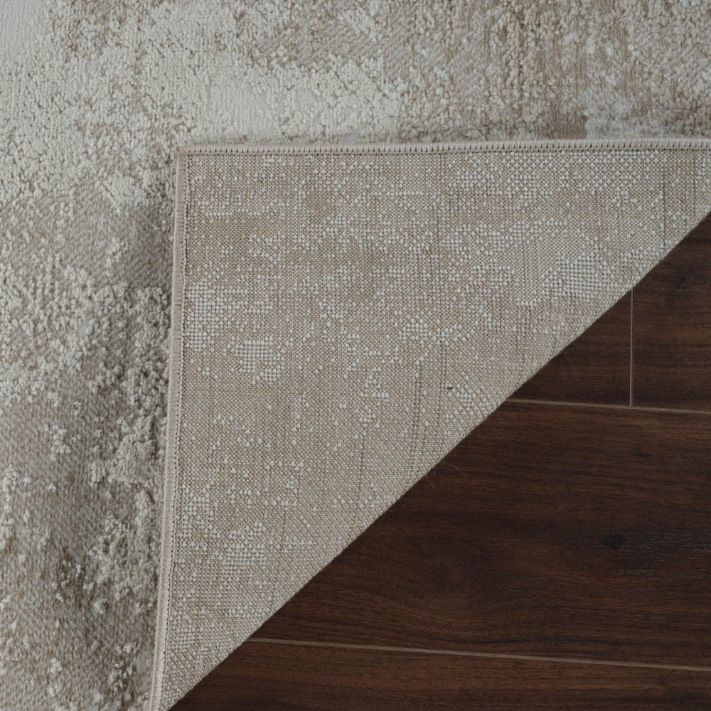 7' X 10' Cream and Beige Abstract Distressed Area Rug
