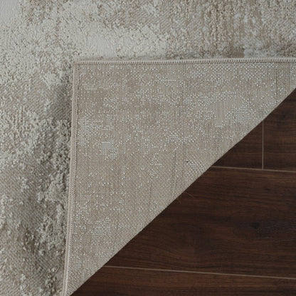 7' X 10' Cream and Beige Abstract Distressed Area Rug