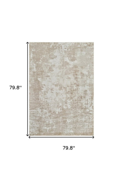 7' X 10' Cream and Beige Abstract Distressed Area Rug