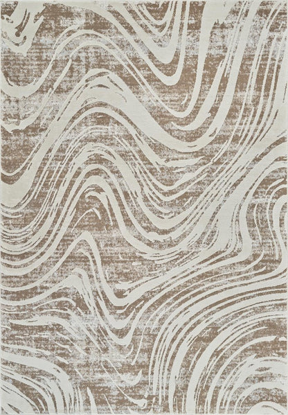 4' X 6' Beige and Brown Abstract Distressed Area Rug