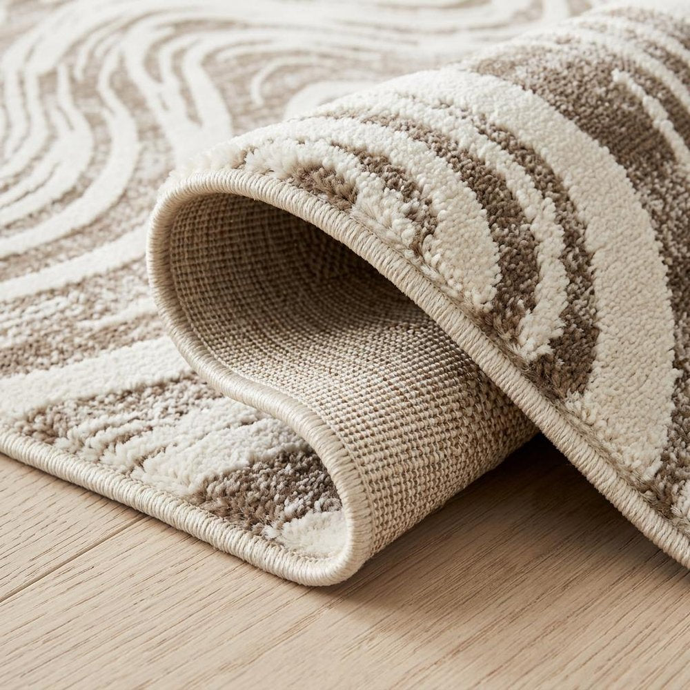 4' X 6' Beige and Brown Abstract Distressed Area Rug