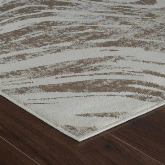 5' X 8' Beige and Brown Abstract Distressed Area Rug