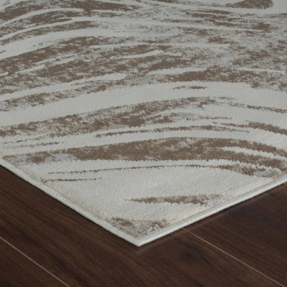 5' X 8' Beige and Brown Abstract Distressed Area Rug