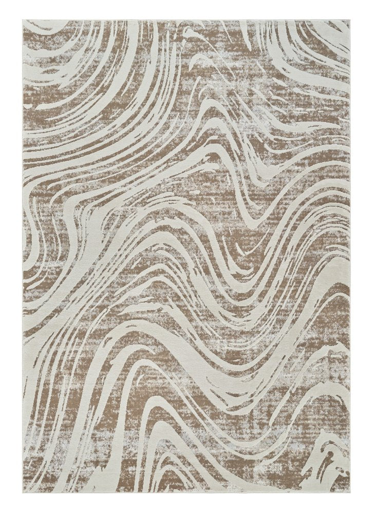 5' X 8' Beige and Brown Abstract Distressed Area Rug