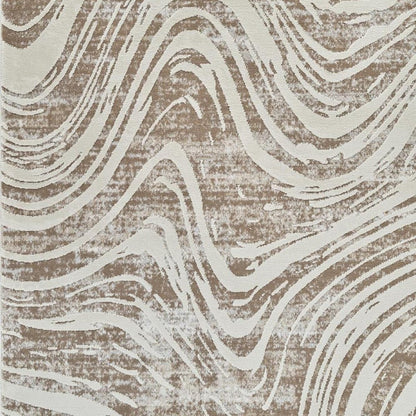 5' X 8' Beige and Brown Abstract Distressed Area Rug