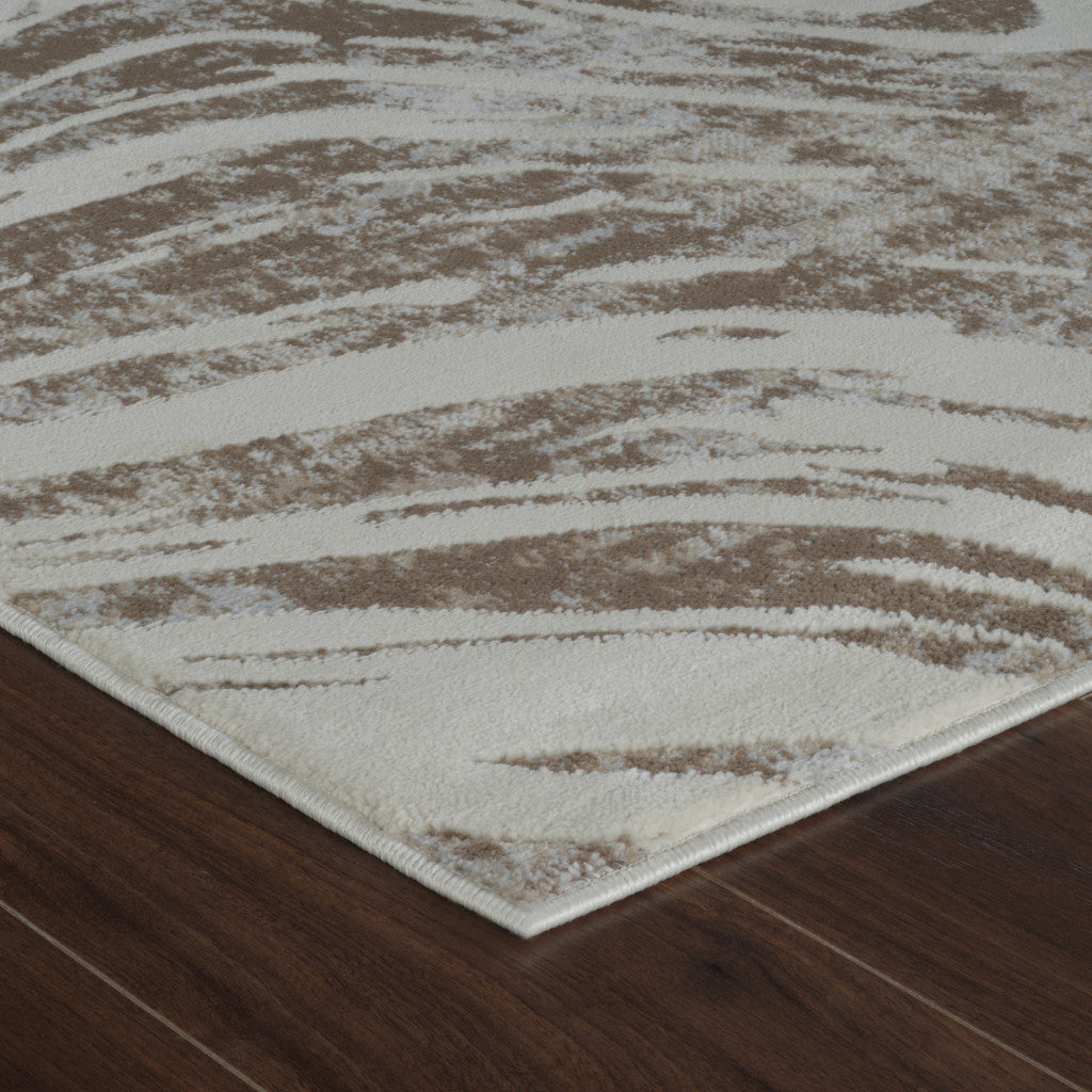 7' X 10' Beige and Brown Abstract Distressed Area Rug