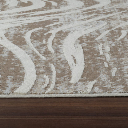 7' X 10' Beige and Brown Abstract Distressed Area Rug