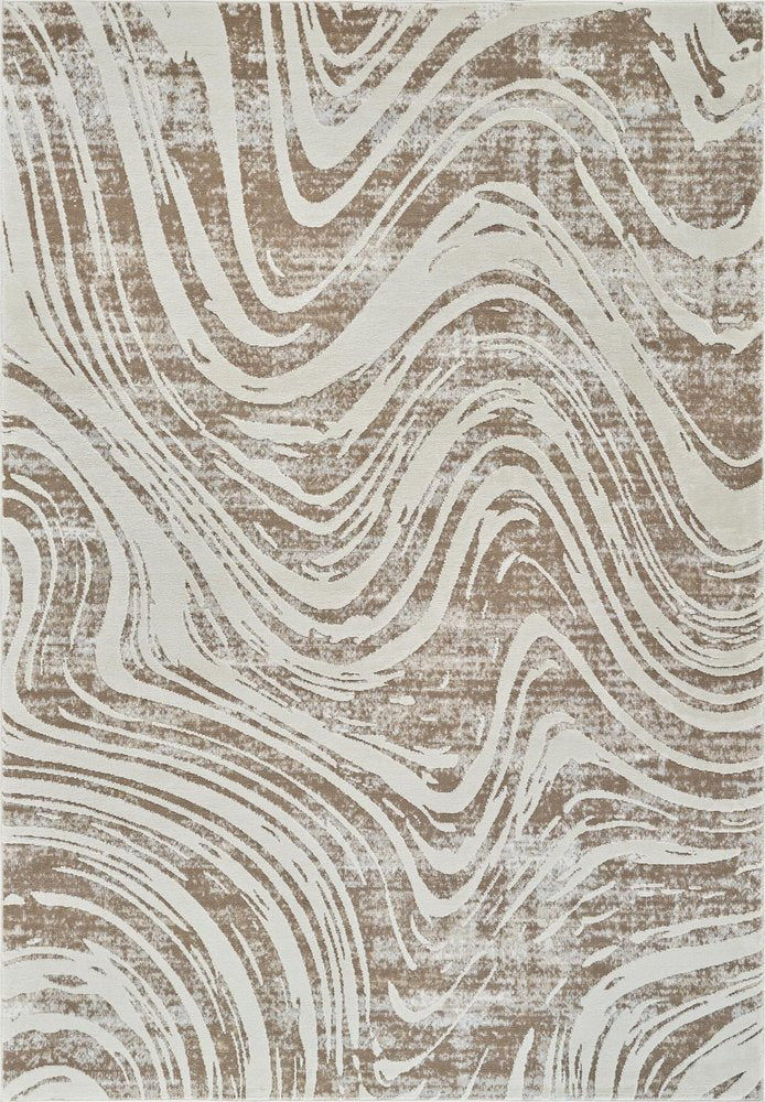 7' X 10' Beige and Brown Abstract Distressed Area Rug
