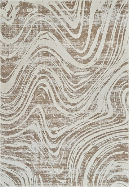 7' X 10' Beige and Brown Abstract Distressed Area Rug