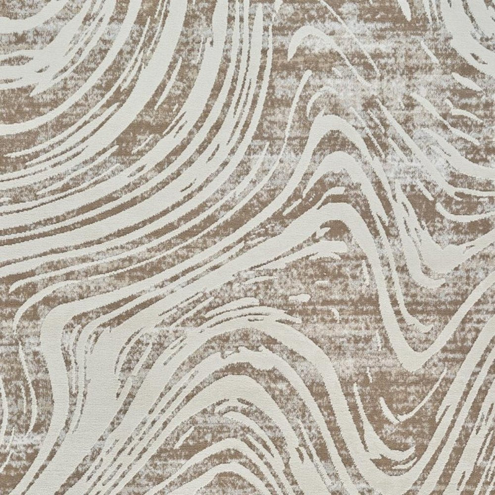 8' X 11' Beige and Brown Abstract Distressed Area Rug