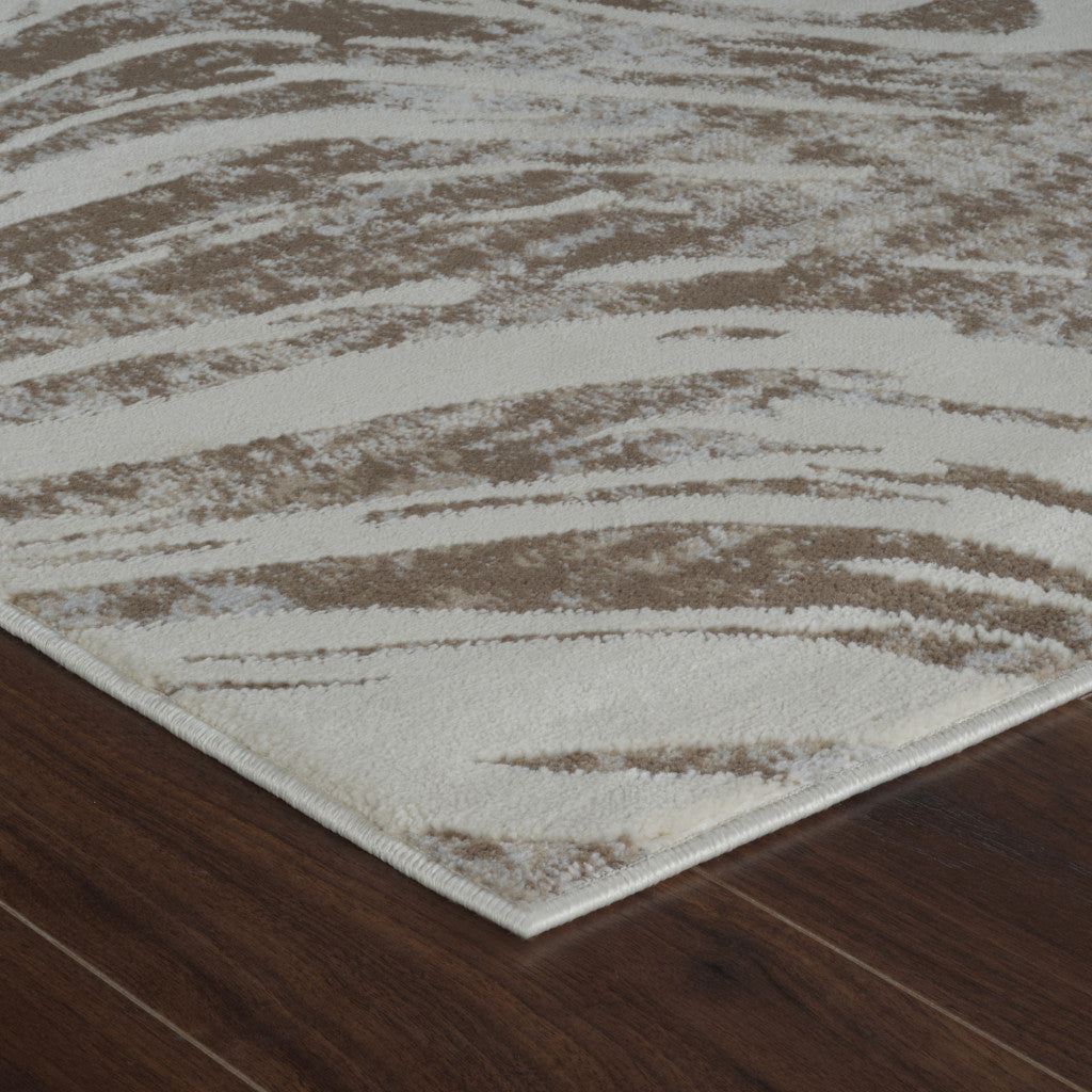 8' X 11' Beige and Brown Abstract Distressed Area Rug