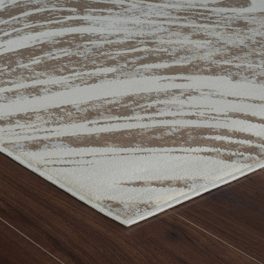 8' X 11' Beige and Brown Abstract Distressed Area Rug