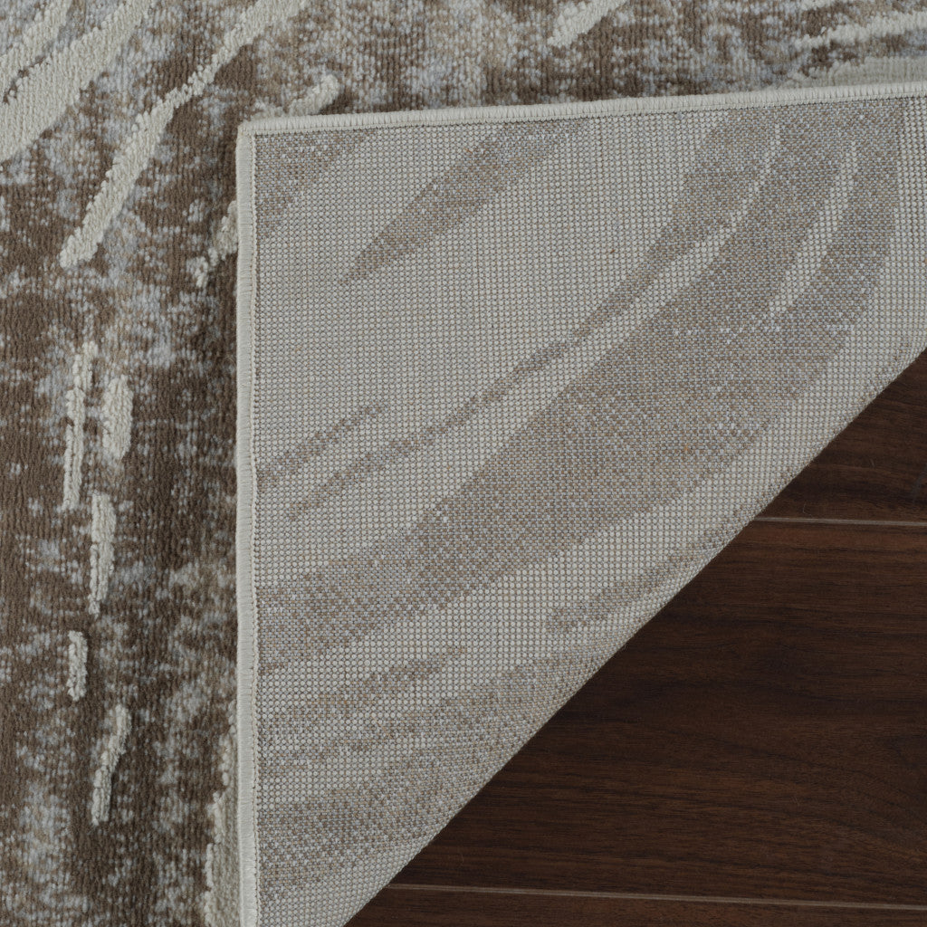 8' X 11' Beige and Brown Abstract Distressed Area Rug