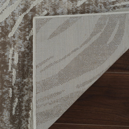 8' X 11' Beige and Brown Abstract Distressed Area Rug