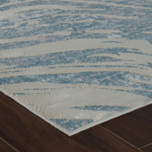 4' X 6' Blue and Beige Abstract Distressed Area Rug