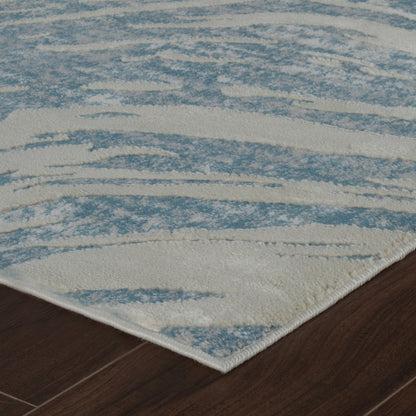 4' X 6' Blue and Beige Abstract Distressed Area Rug