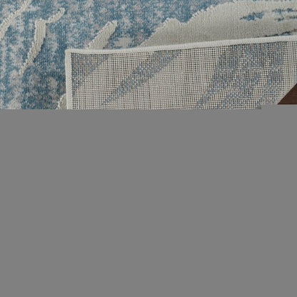 5' X 8' Blue and Beige Abstract Distressed Area Rug
