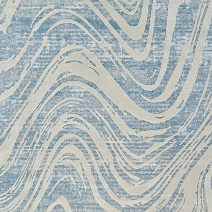 7' X 10' Blue and Beige Abstract Distressed Area Rug