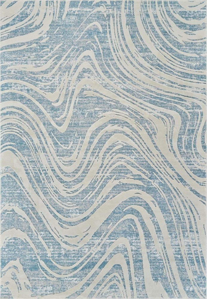 8' X 11' Blue and Beige Abstract Distressed Area Rug
