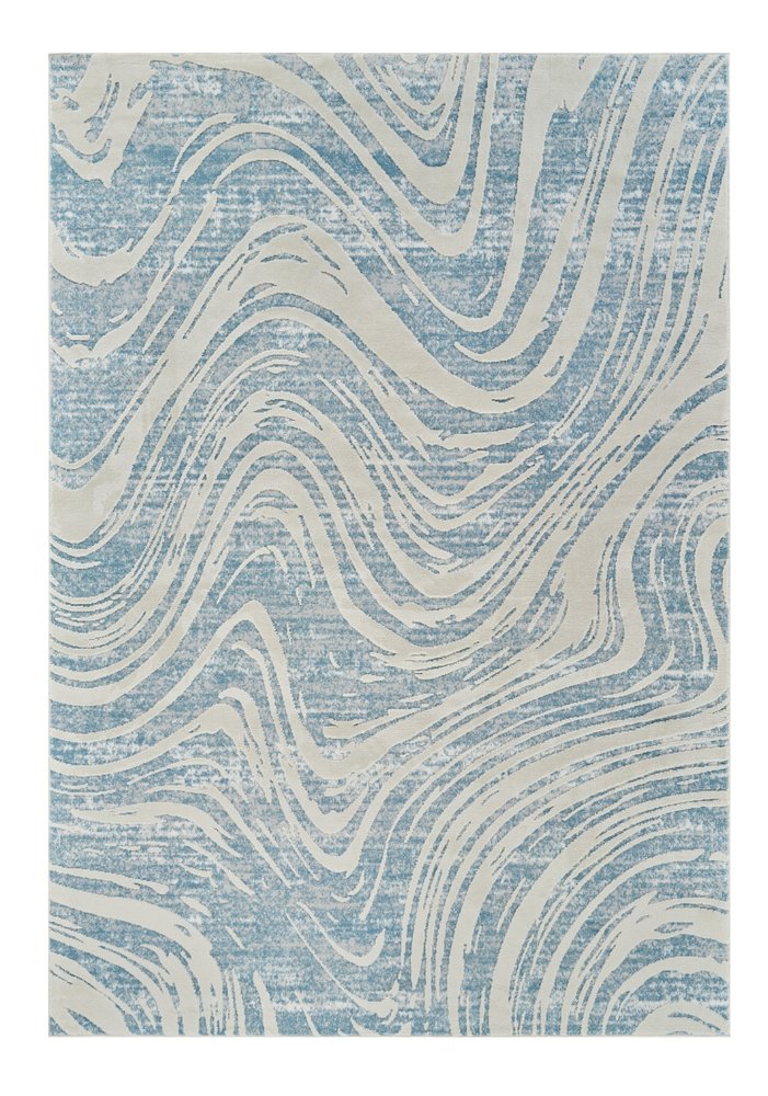 8' X 11' Blue and Beige Abstract Distressed Area Rug