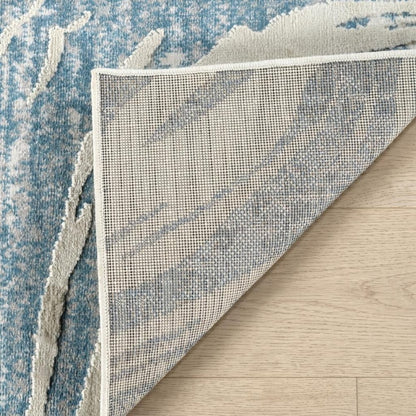 8' X 11' Blue and Beige Abstract Distressed Area Rug