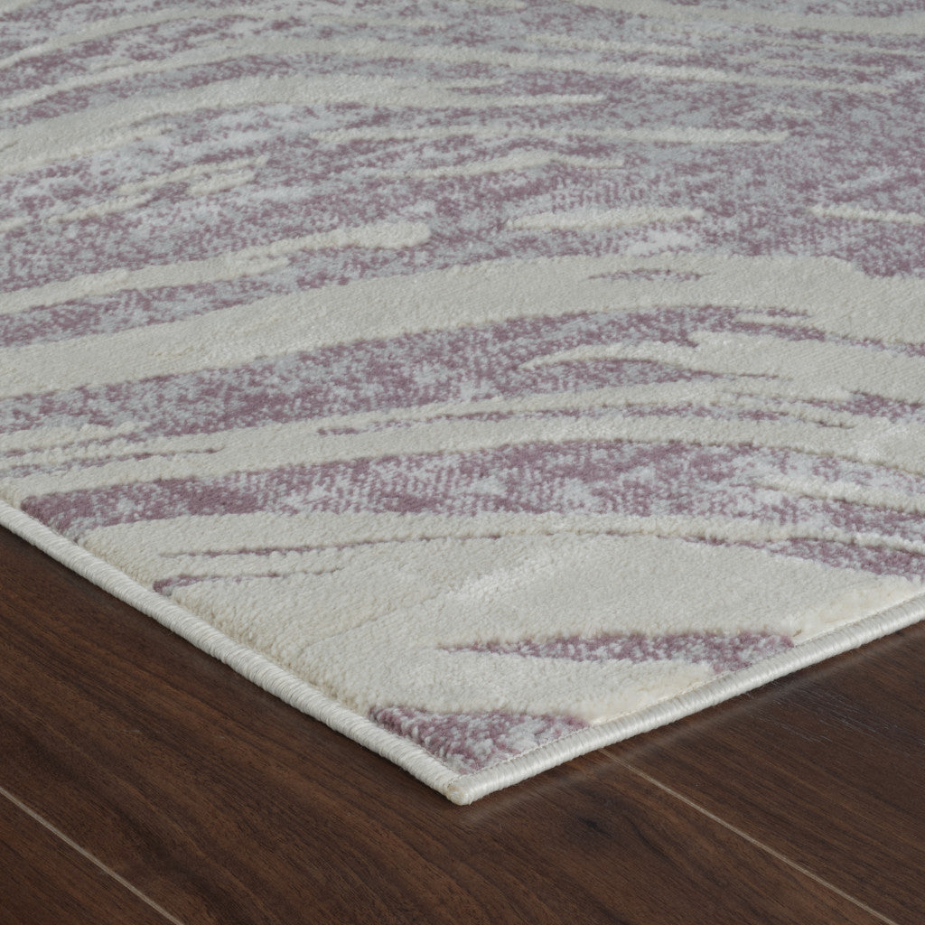 4' X 6' Beige and Purple Abstract Distressed Area Rug