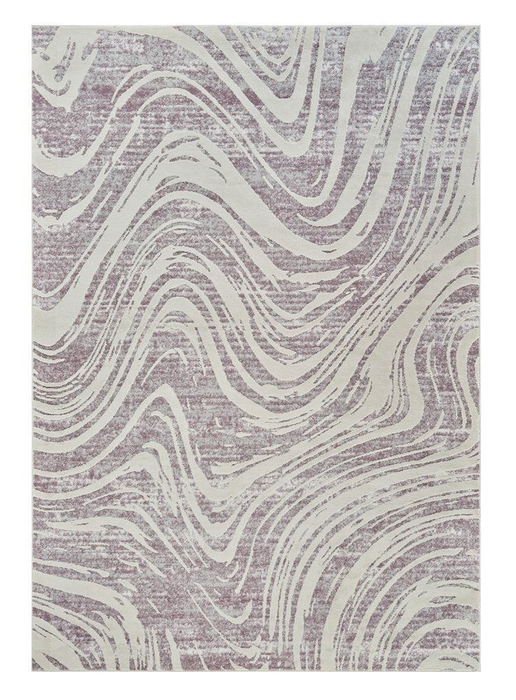 4' X 6' Beige and Purple Abstract Distressed Area Rug