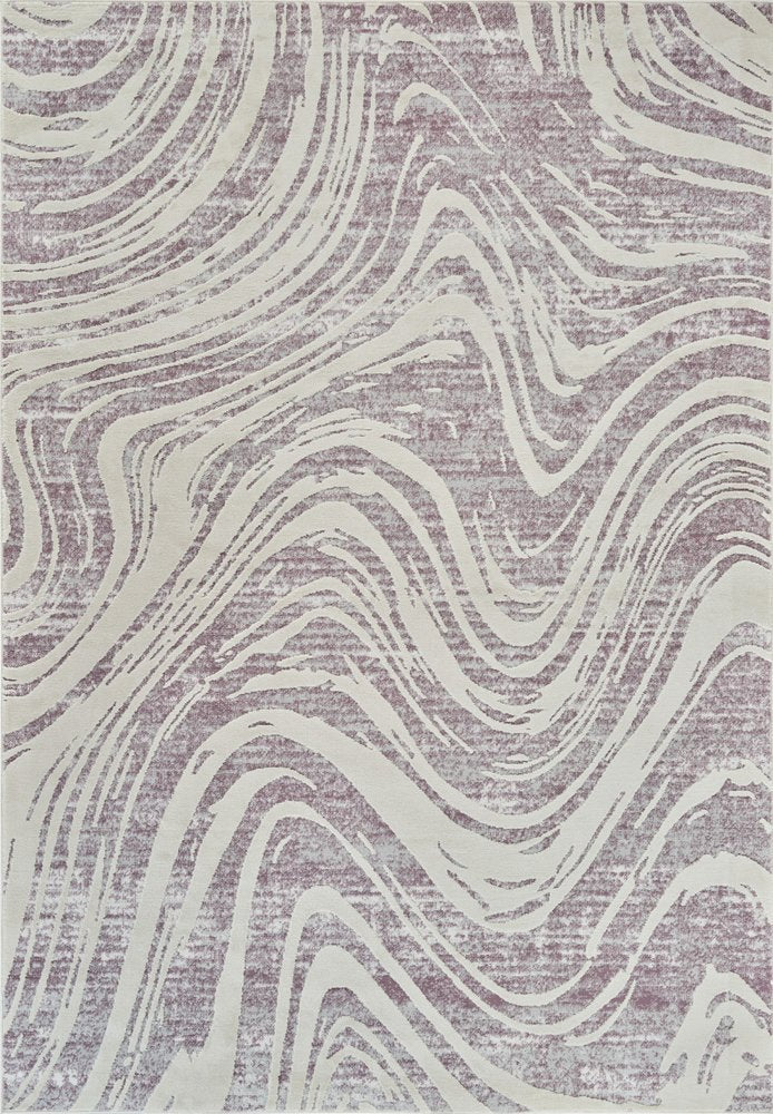 4' X 6' Beige and Purple Abstract Distressed Area Rug
