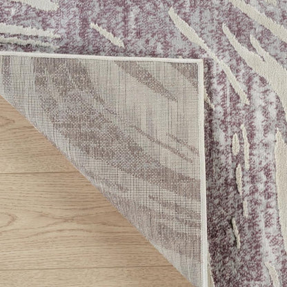 4' X 6' Beige and Purple Abstract Distressed Area Rug