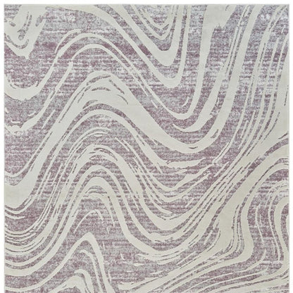 5' X 8' Beige and Purple Abstract Distressed Area Rug