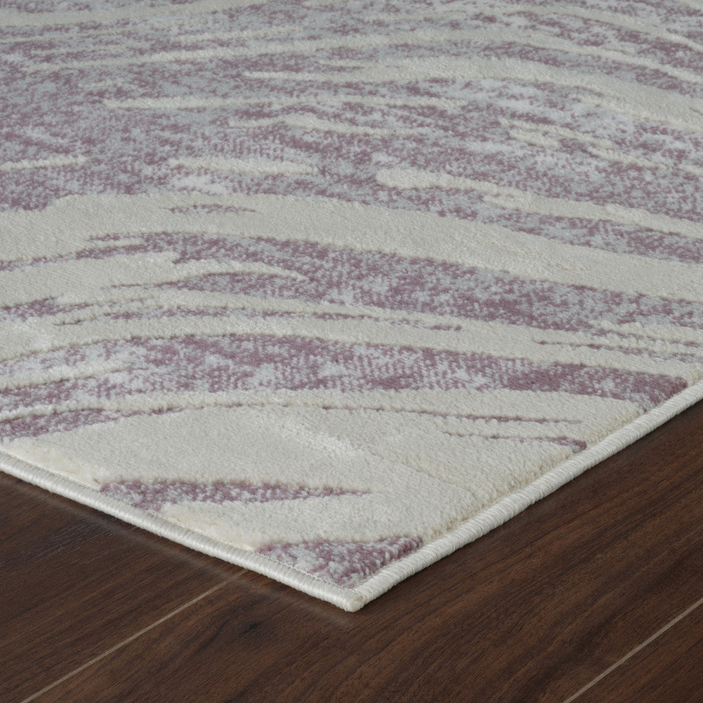 5' X 8' Beige and Purple Abstract Distressed Area Rug