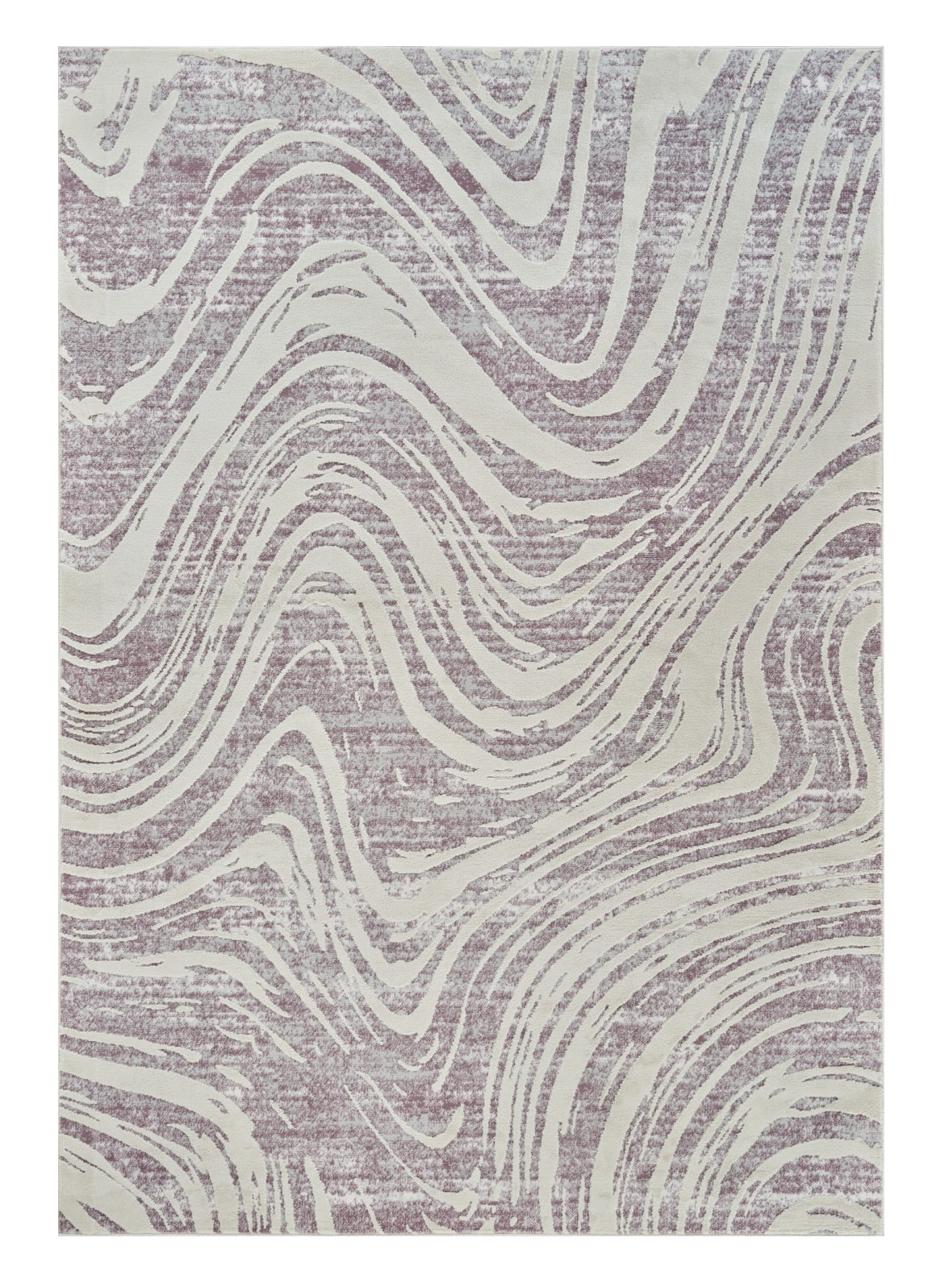 5' X 8' Beige and Purple Abstract Distressed Area Rug