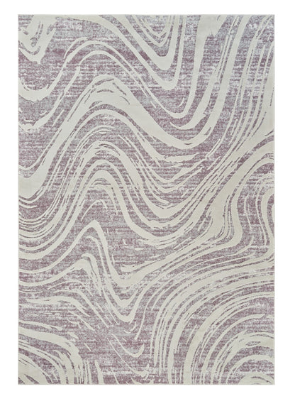 5' X 8' Beige and Purple Abstract Distressed Area Rug