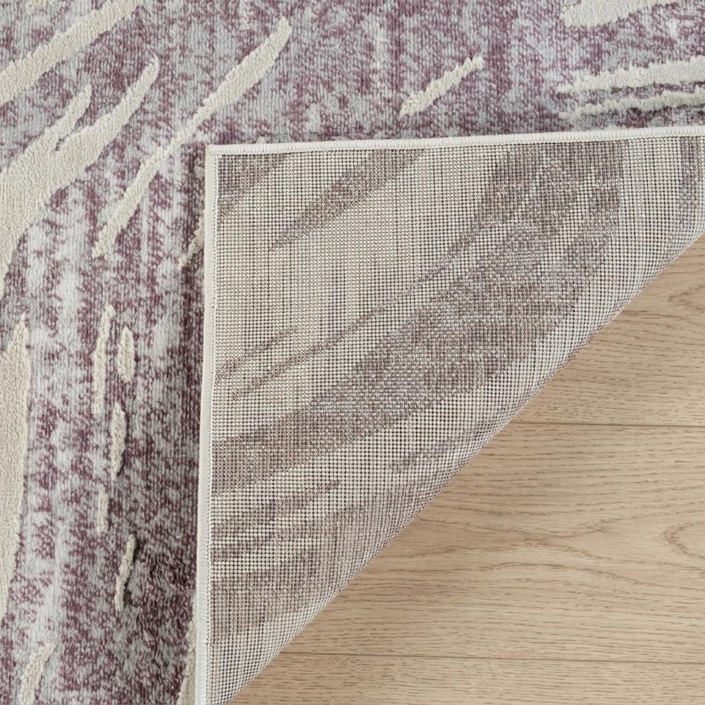 5' X 8' Beige and Purple Abstract Distressed Area Rug