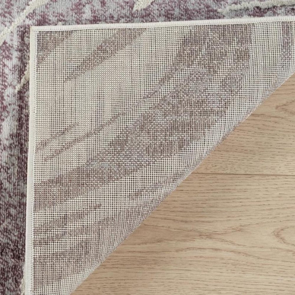 5' X 8' Beige and Purple Abstract Distressed Area Rug