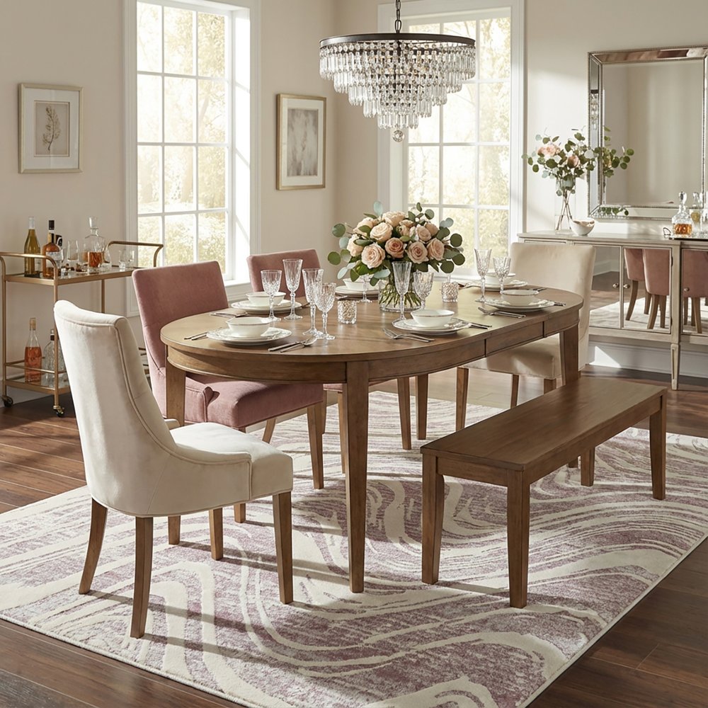 7' X 10' Beige and Purple Abstract Distressed Area Rug