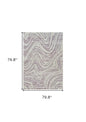 7' X 10' Beige and Purple Abstract Distressed Area Rug