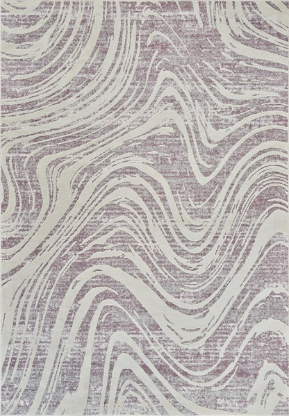 7' X 10' Beige and Purple Abstract Distressed Area Rug
