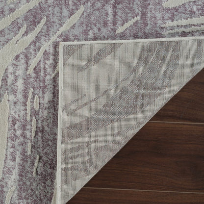 7' X 10' Beige and Purple Abstract Distressed Area Rug