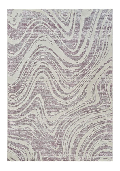 7' X 10' Beige and Purple Abstract Distressed Area Rug