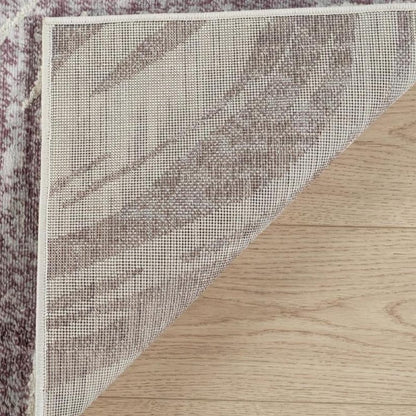8' X 11' Beige and Purple Abstract Distressed Area Rug