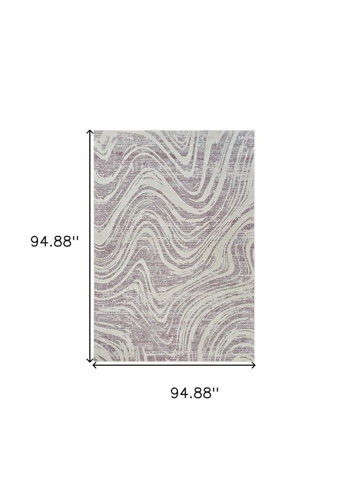 8' X 11' Beige and Purple Abstract Distressed Area Rug