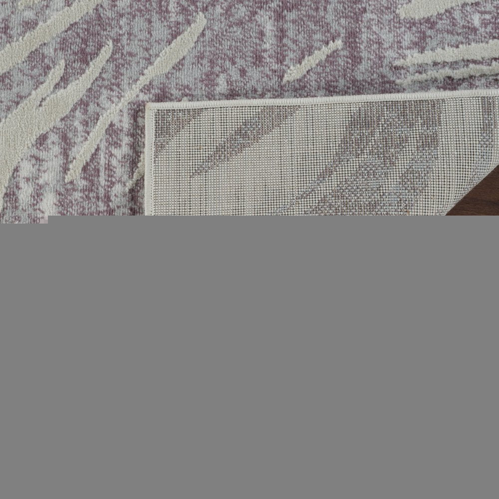 8' X 11' Beige and Purple Abstract Distressed Area Rug