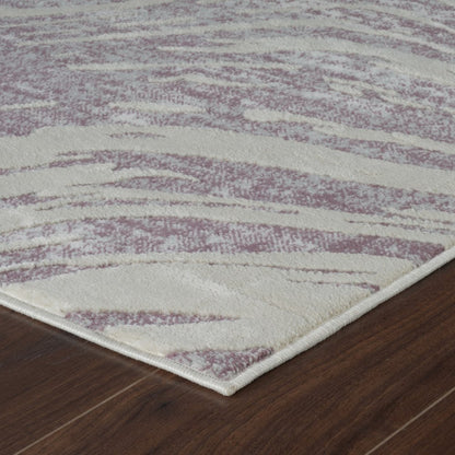 8' X 11' Beige and Purple Abstract Distressed Area Rug