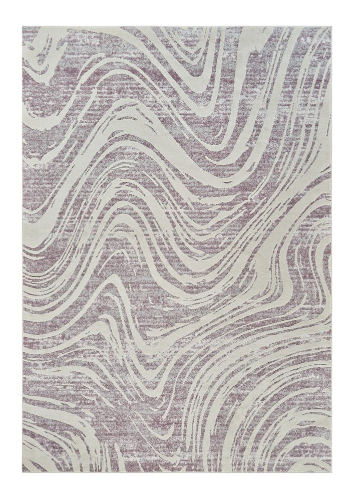 8' X 11' Beige and Purple Abstract Distressed Area Rug
