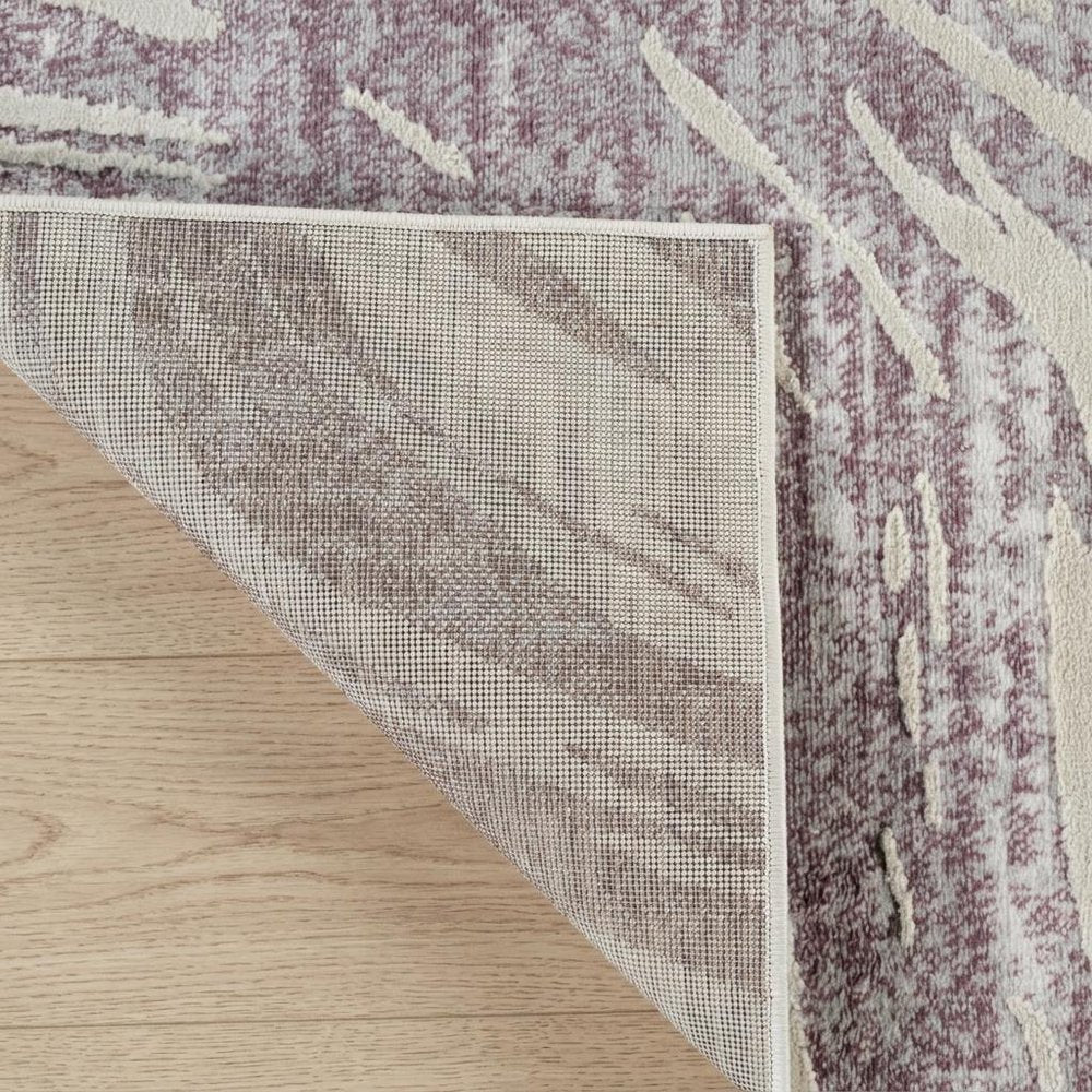 8' X 11' Beige and Purple Abstract Distressed Area Rug