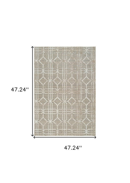 4' X 6' Beige and Brown Abstract Distressed Area Rug