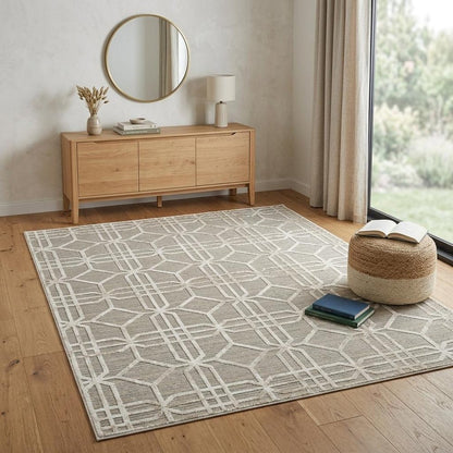 4' X 6' Beige and Brown Abstract Distressed Area Rug