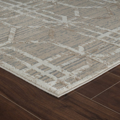 5' X 8' Beige and Brown Abstract Distressed Area Rug
